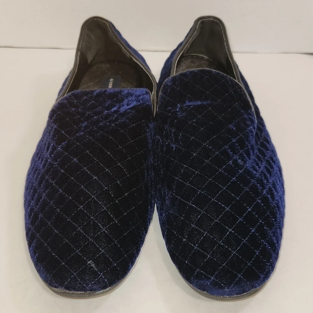 Giorgio Brutini “Chatwal” Navy Blue Diamond Stitched Velvet Slip On Loafer Shoes